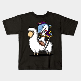 Shark Pirate Riding Llama Kids T-Shirt